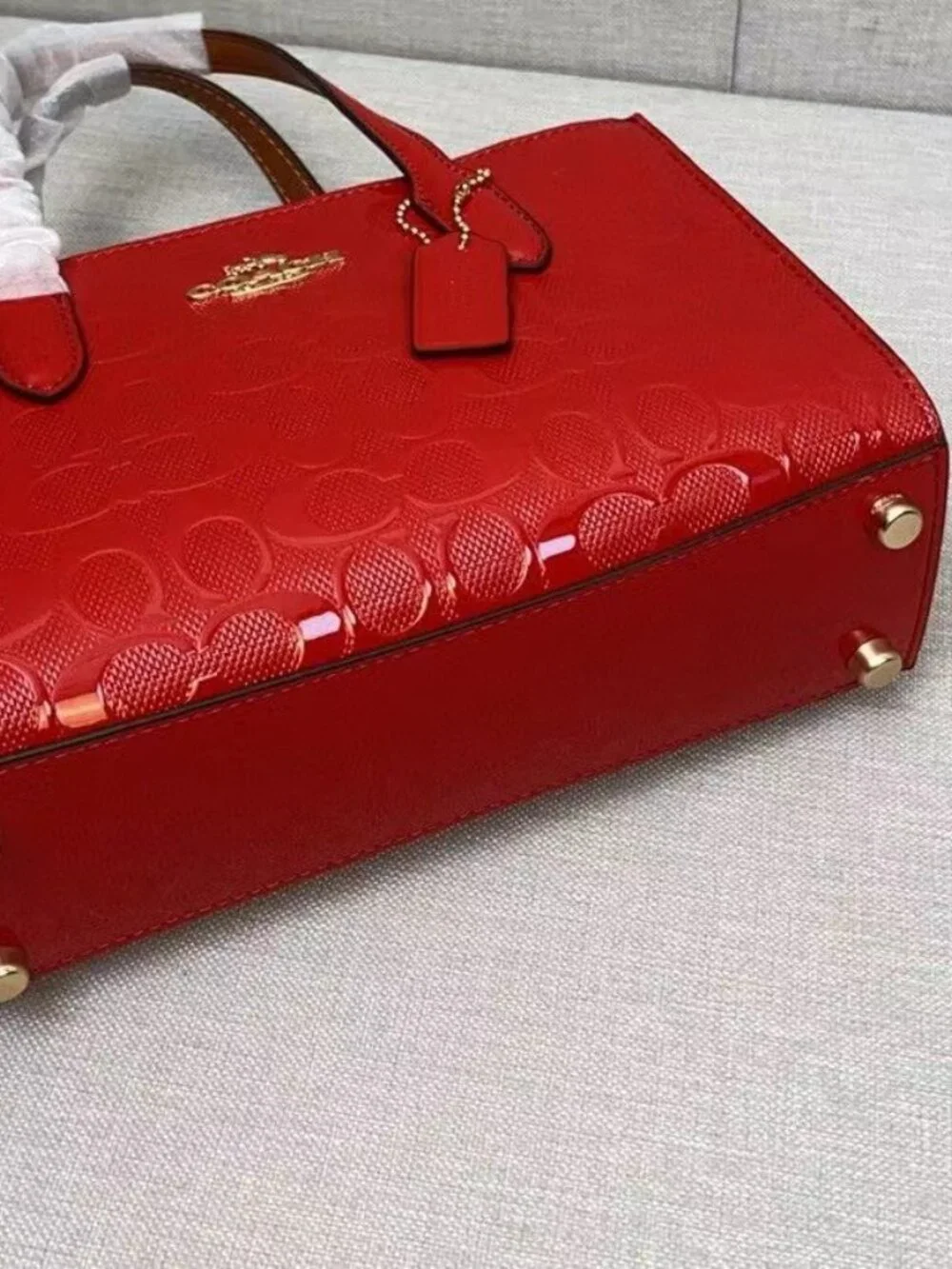 NWT Coach Nina Small Tote Bag In Signature Leather in Red - Picture 8 of 9